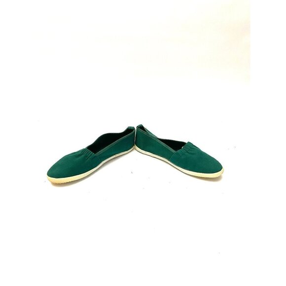 Vintage 1960s Deadstock Sneakers // Green Canvas Slip On No Tie Shoes Size 6 - Picture 4 of 7